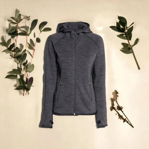 H&M Sport Fitted Fleece Gym Jacket in Dark Grey Marl Athletic Sportswear Size S